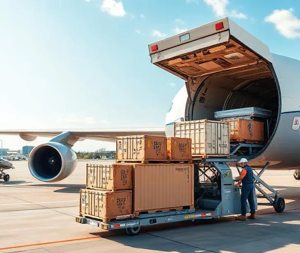 Air cargo operations with planes and freight handling